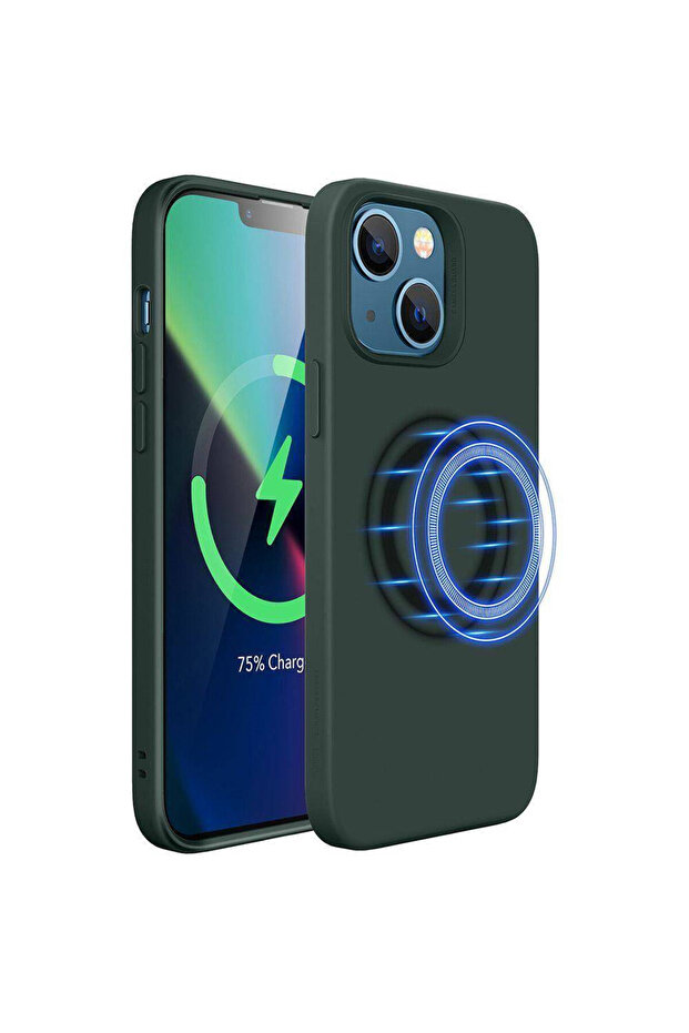 Silicone case for Apple iPhone 13 Pro Max, Magsafe, Microfiber, Green - 2