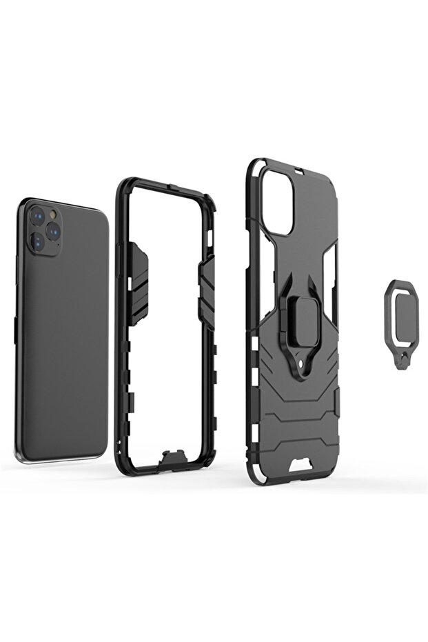 Armor Ring Case for Apple iPhone 13 Mini, Army Shield, Magnetic Ring, Rugged, Titanium Black - 6