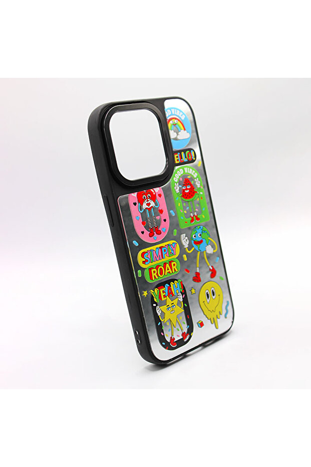 Mirror Flash Case for Apple Iphone 15 Pro, Good Vibes Design, Multicolor - 5