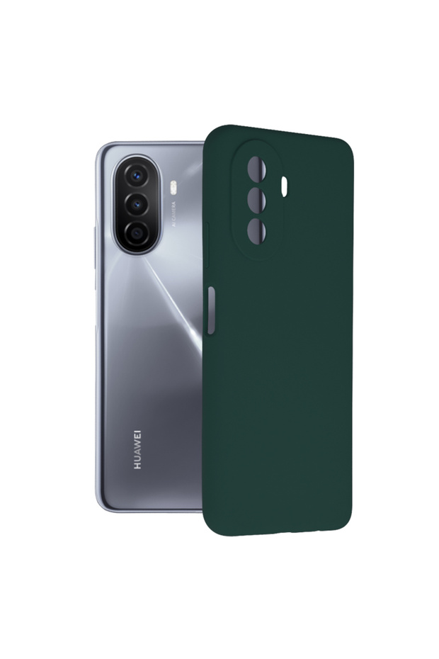 Double Structure Protective Case for Huawei nova Y70, Microfiber, Oxford Green - 1