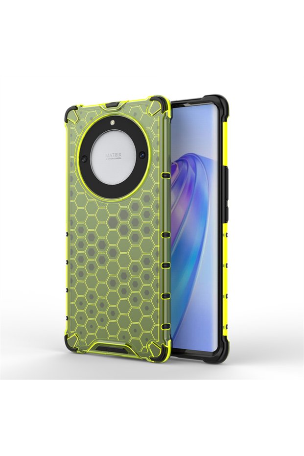 Case for Honor Magic5 Lite, Hybrid, Armor Shield, Honeycomb Design, Green