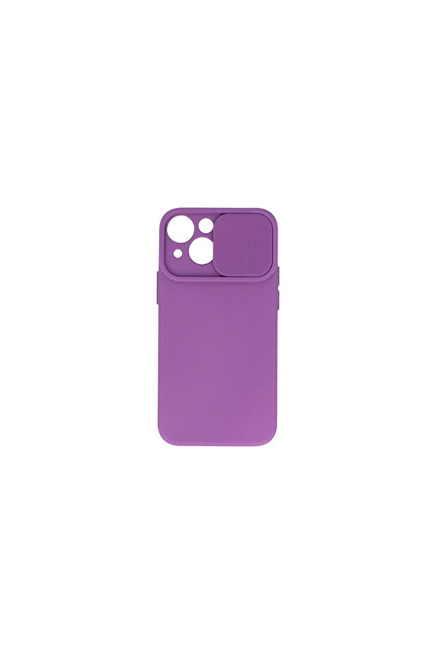 Silicone Case for iPhone 14, Silicone, Microfiber, Camera Protection, Camshield, Purple - 5