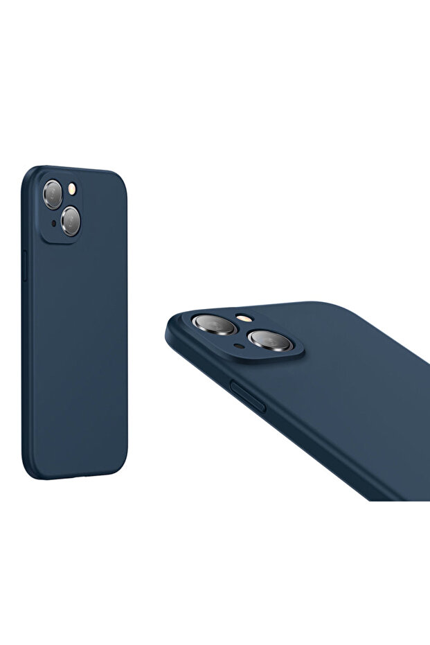 Silicone Case for Apple iPhone 13, Microfiber Interior, Dark Blue - 2