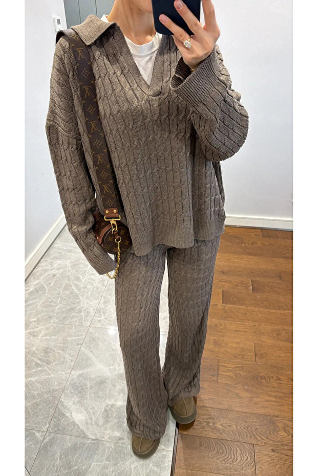 Brown Knitwear Set - 98074