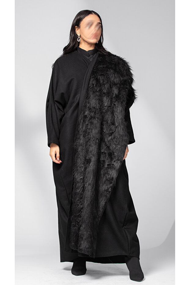 عباية سوداء بإضافة الفرو - 5