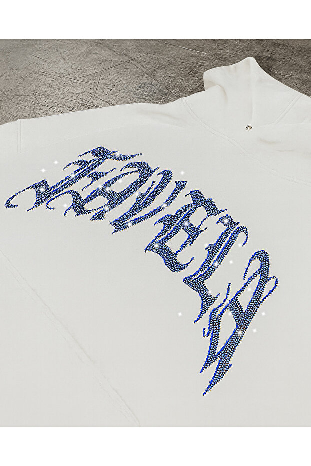 Unisex Oversize Favela Glitter Stone Printed Sweatshirt