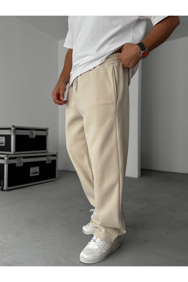 Bej Waffle Baggy Eşofman HM-0010 - 3