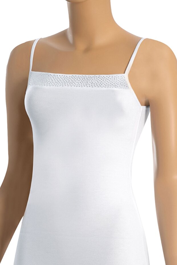 Kadın Atlet İp Askılı Taşlı (%90 Viskon - %10 Elastan) - 1