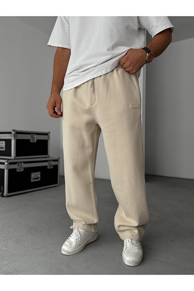 Bej Waffle Baggy Eşofman HM-0010 - 1