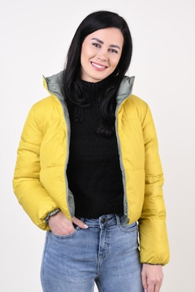 Reverse Puff Snake Reversible Jacket, Green/Yellow, S - 1