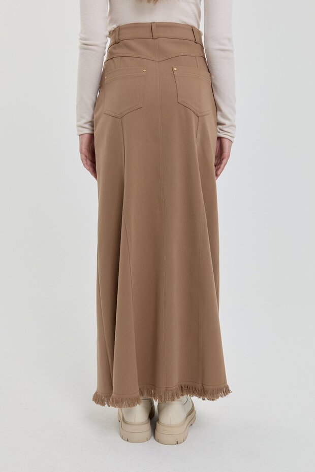 Gabardin 8 Panel Etek Vizon - 4