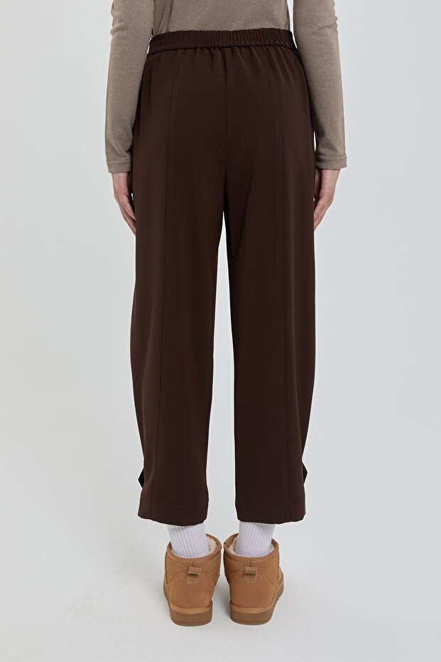 Buttoned Cuff Trousers Brown - 4