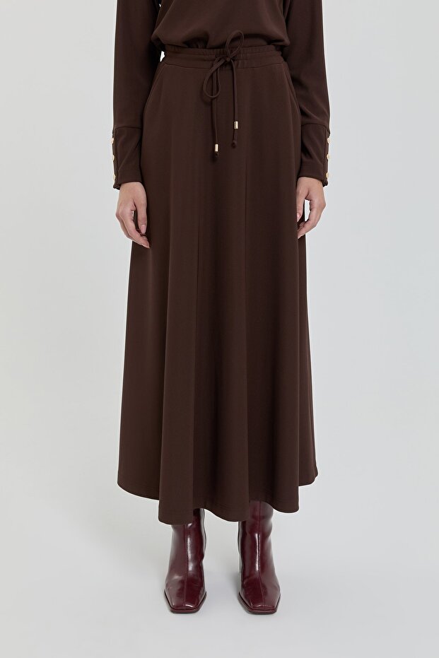 Kloş Örme Etek Kahve - 2