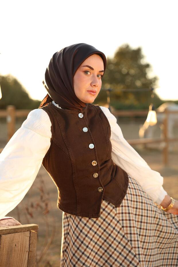 Sura İpek Eşarp 11416-S07 Acı Kahve - 1