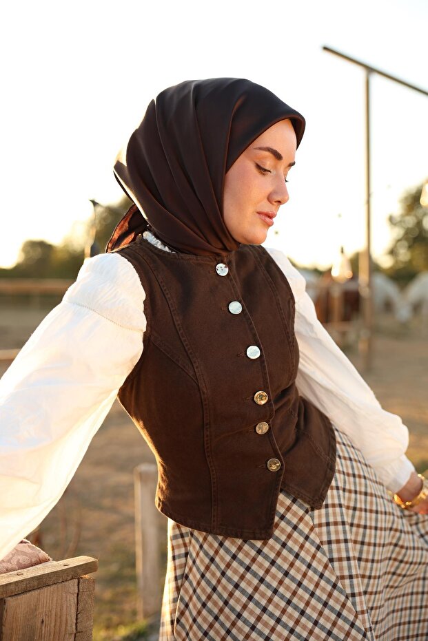 Sura İpek Eşarp 11416-S07 Acı Kahve - 6