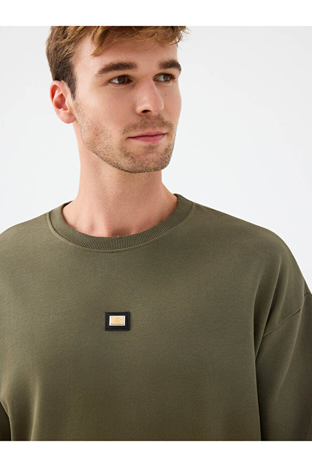 Loose Fit Haki Erkek Sweatshirt Lf2041634 - 4