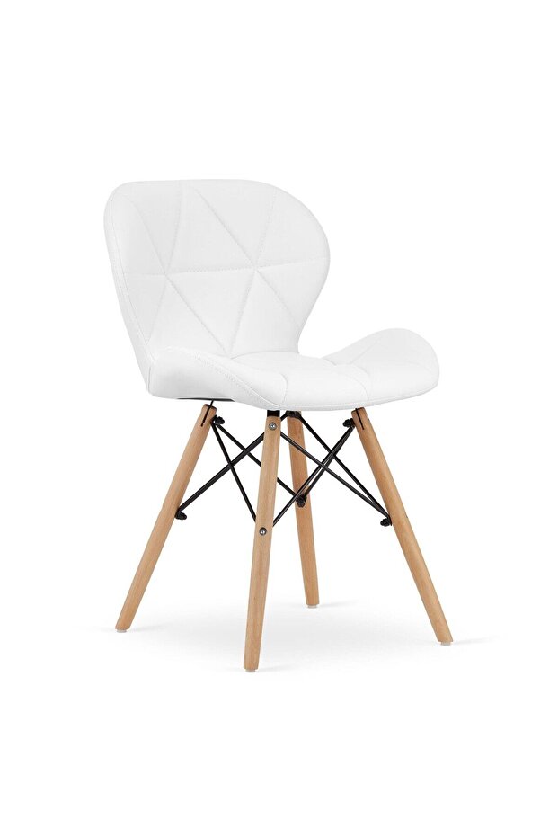 Scandinavian style chair, Artool, Lago, eco-leather, wood, white, 47x38x73 cm - 1
