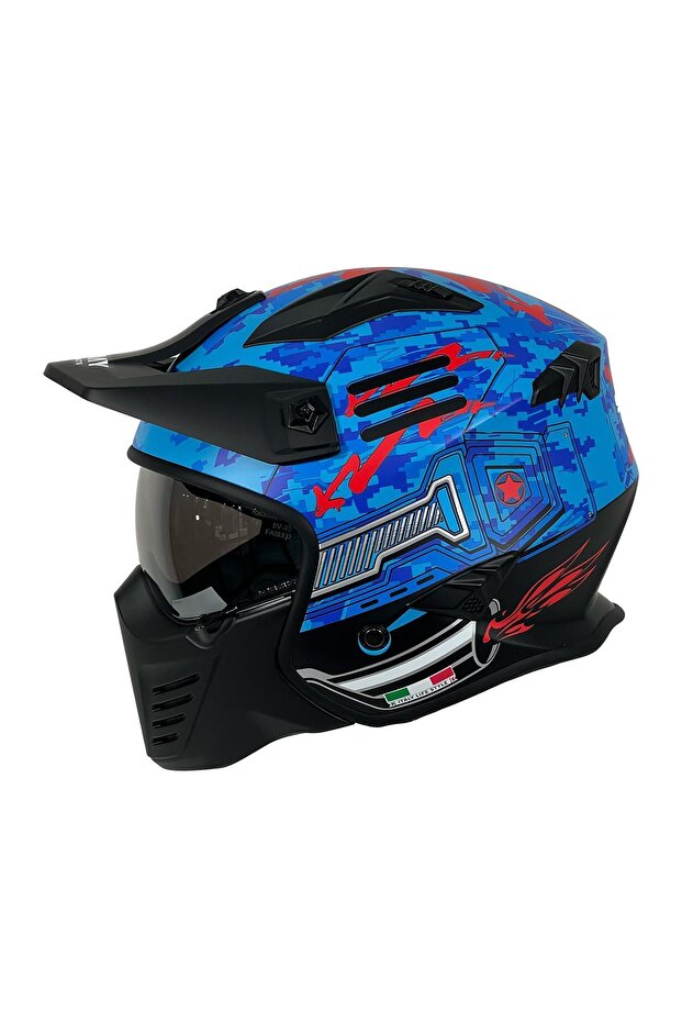 - FS-X2 TROOPER FULLFACE KASK - MAVİ KIRMIZI - LARGE BEDEN - 2