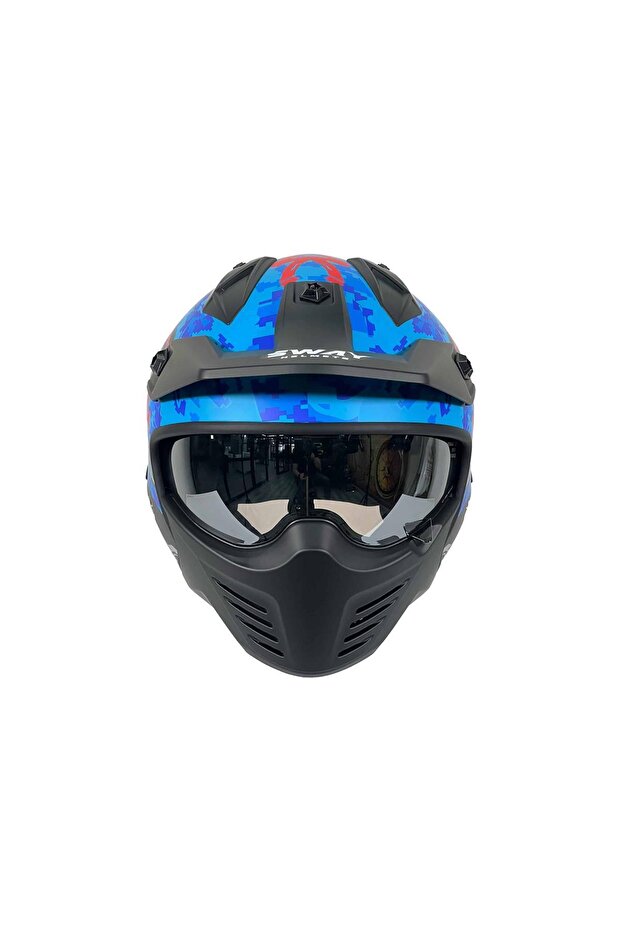 - FS-X2 TROOPER FULLFACE KASK - MAVİ KIRMIZI - LARGE BEDEN - 3