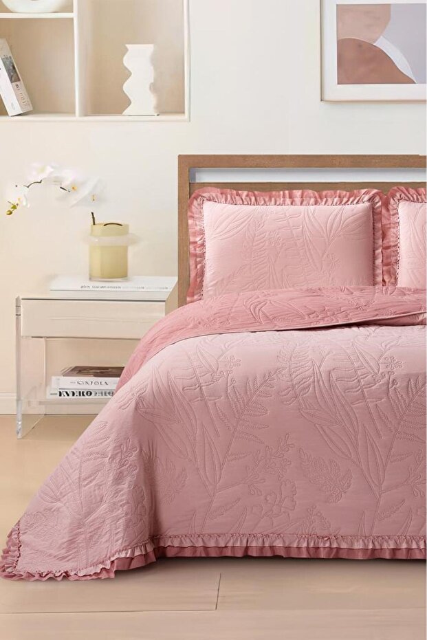 Madrid Fiber Filled Double Size 240X260 cm Bedspread Powder