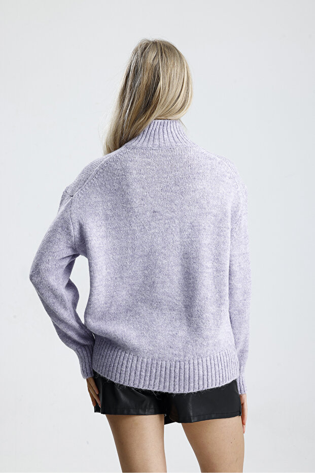 Dik Yaka Kadın Triko Kazak - 7