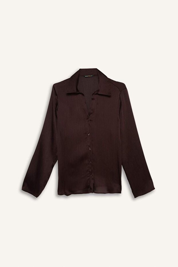 Regular Fit Saten Uzun Kollu Gömlek G1924AX25AU - 7