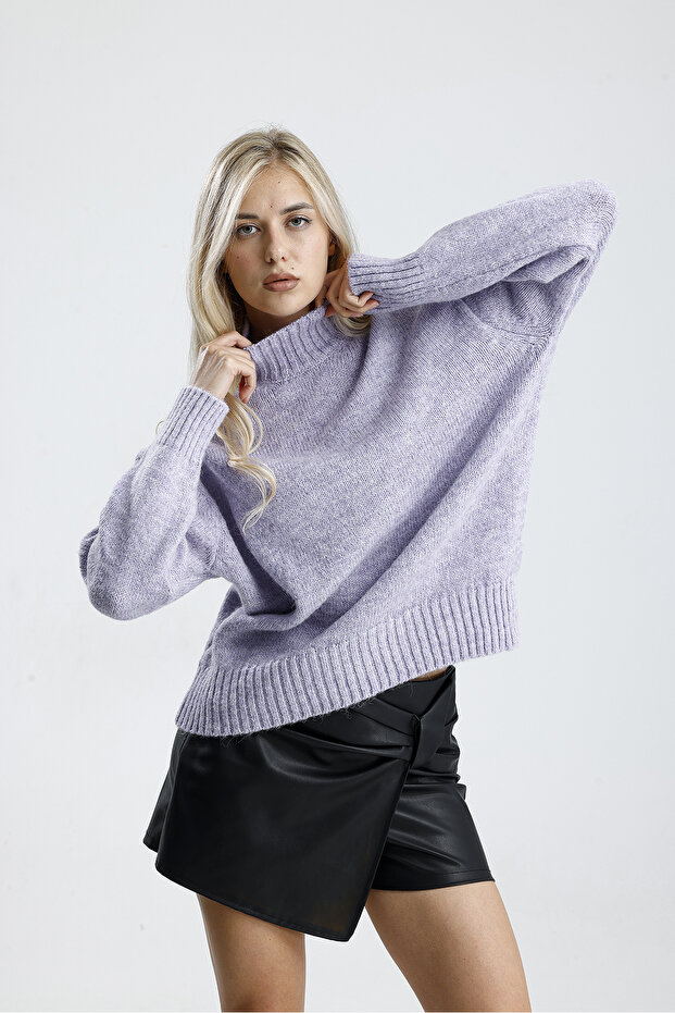 Dik Yaka Kadın Triko Kazak - 5