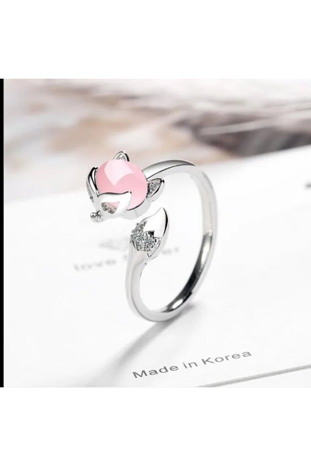 Cute Cat Model Women's Steel Ring with Stone Detail