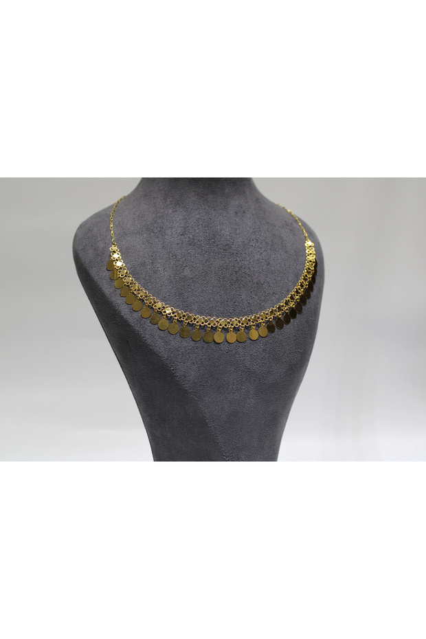 14 Ayar Altın Pullu Akıtma Kolye - 1