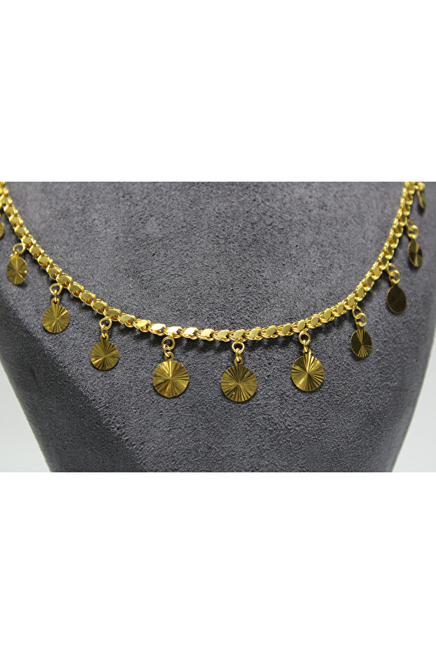 14 Ayar Altın Pullu Kolye - 6