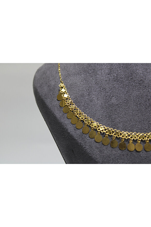 14 Ayar Altın Pullu Akıtma Kolye - 6