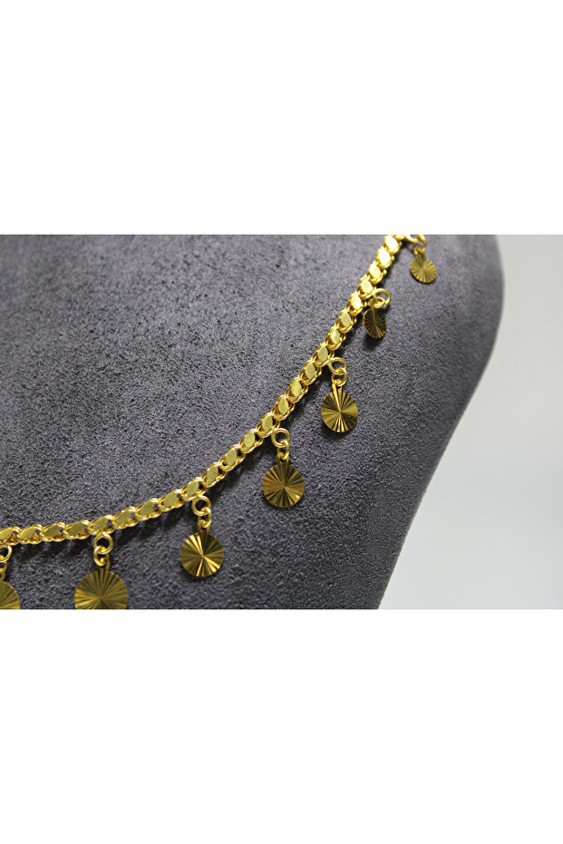 14 Ayar Altın Pullu Kolye - 5