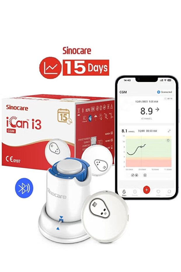 2-pack of Sinocare iCan i3 15-day continuous glucose monitor with CGM sensor Instant readings - 8