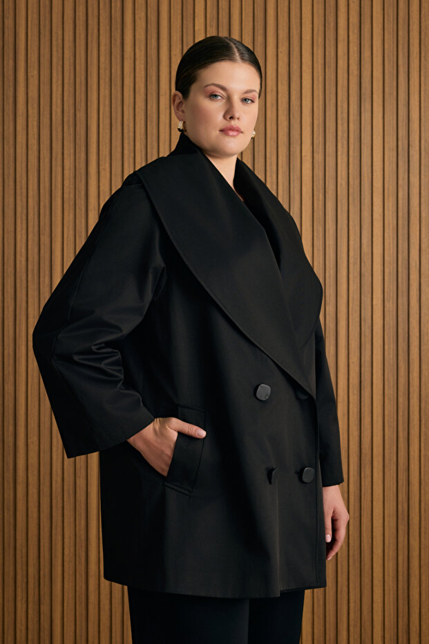 Şal Yaka Rahat Form Cotton Kap - 4