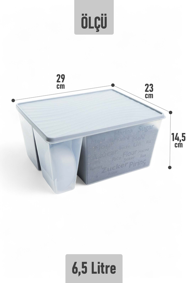 Flour Sugar Detergent Storage Stacking Container with Measuring Spoon Measured Storage Box 6.5 Liters Anthracite - 5