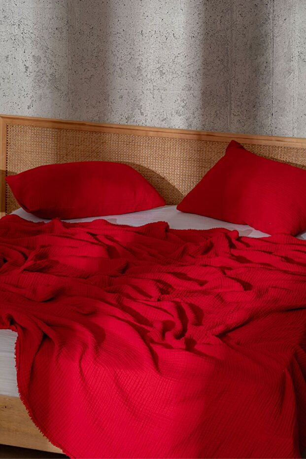 Müslin Yatak Örtüsü Ultra Yumuşak Yüksek Kaliteli 4 Kat Muslin Pike (Tek Kişilik (180x240 cm) - 6