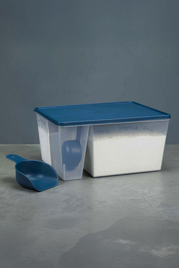 Flour Sugar Detergent Storage Stacking Container with Measuring Spoon Measured Storage Box 6.5 Liters Anthracite - 2