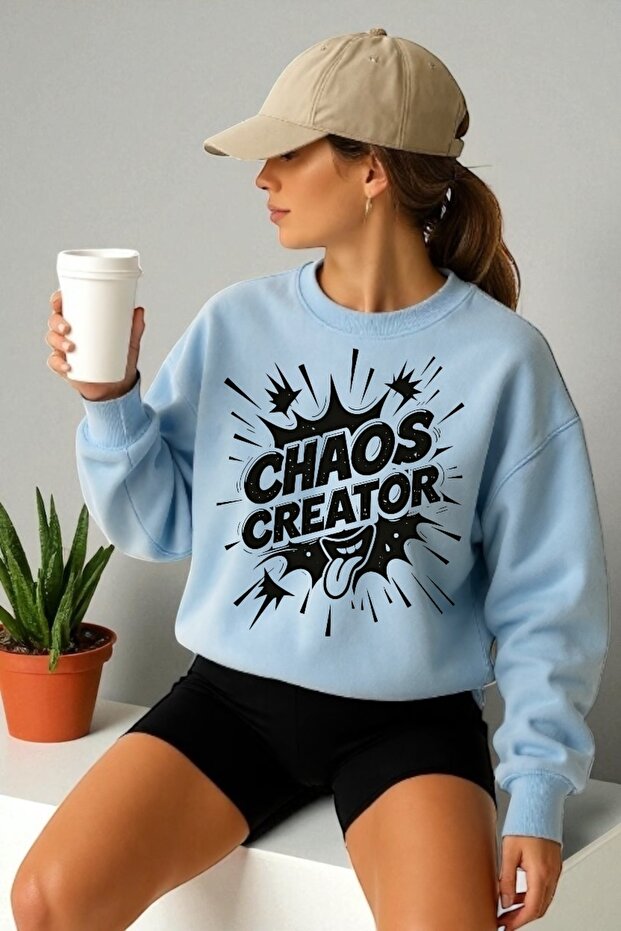 سويت شيرت برقبة دائرية مطبوع عليه Chaos Creator بأكمام طويلة للجنسين