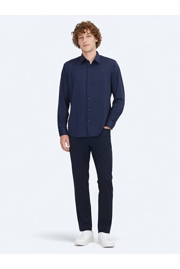 Lacivert Regular Fit Casual Gömlek - 2