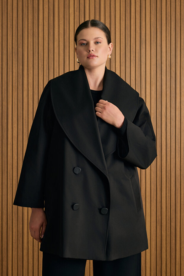 Şal Yaka Rahat Form Cotton Kap - 1