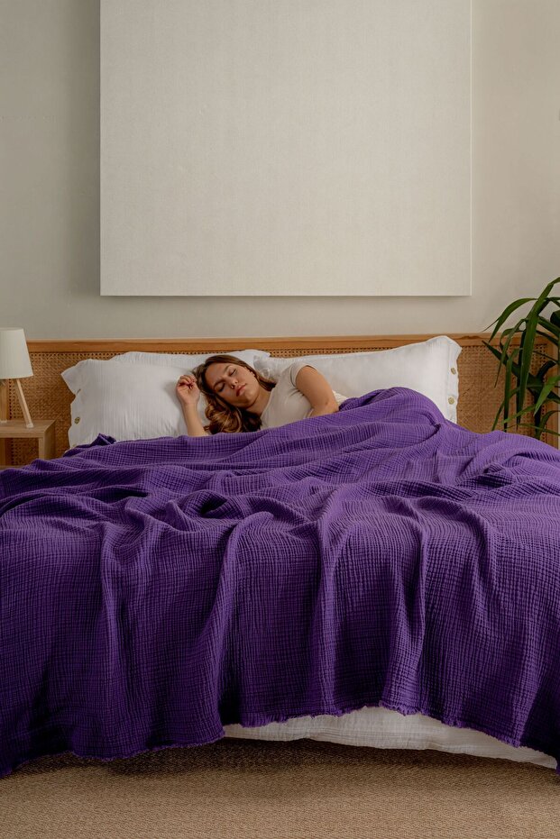 Muslin Bedspread Ultra Soft High Quality 4 Layers Muslin Pike (Single Size (180X240 cm)