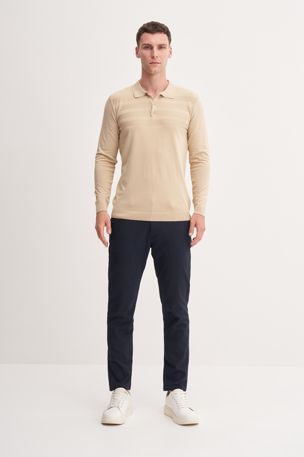 Slim Fit Viscose Blended Basic Polo Neck Sweater-33070