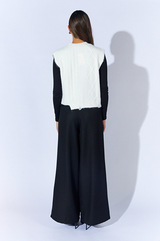 Taş Detaylı Asimetrik Triko Süveter - Ekru | MKW535343-01 - 5