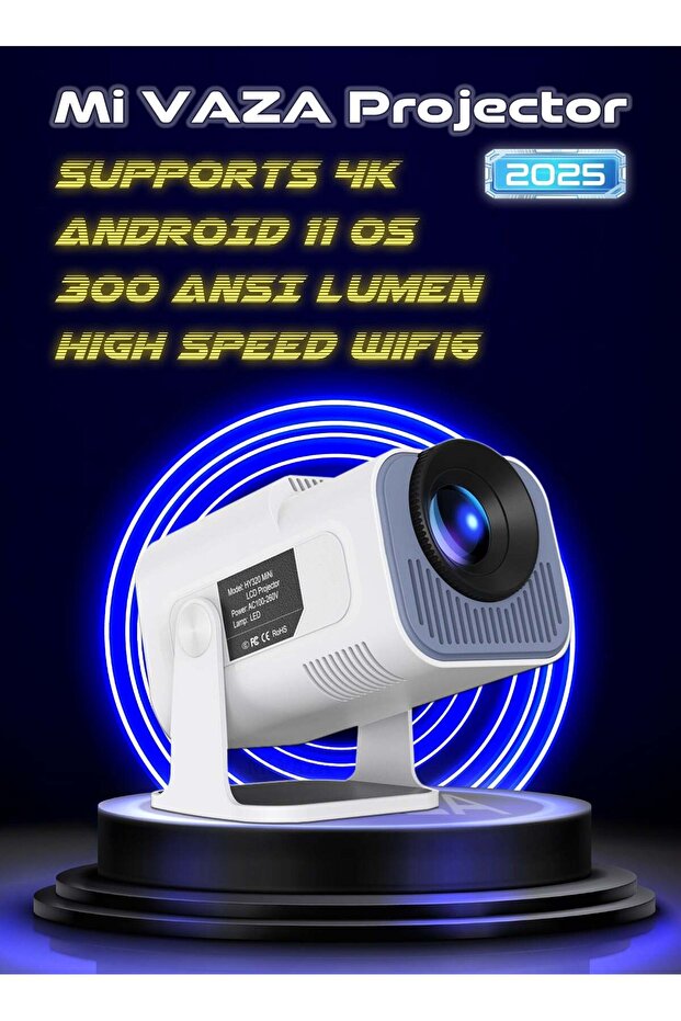 Portable HD Projector - Support 4K - Smart Projector with 5G Dual-band Wifi and Bluetooth 5.