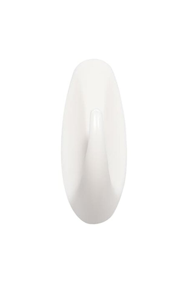Set 2 adhesive oval hooks for towels and small objects, white, 3 x 8 cm - 1