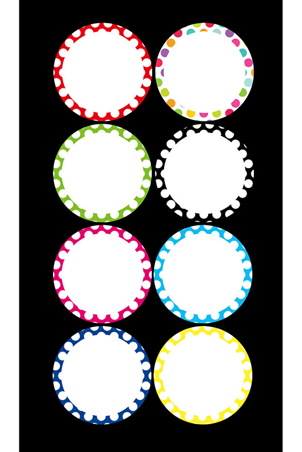 Polka Dot Colorful Label Set (5X5 cm 24 Pieces)