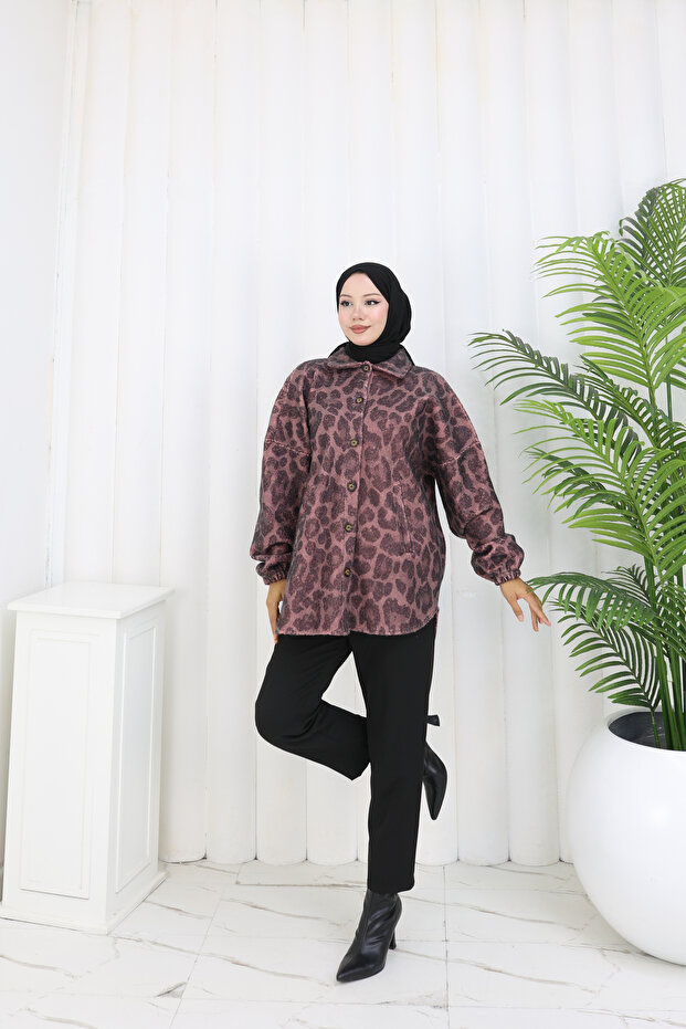 سترة من قماش بوكليه بنقشة الفهد - 3