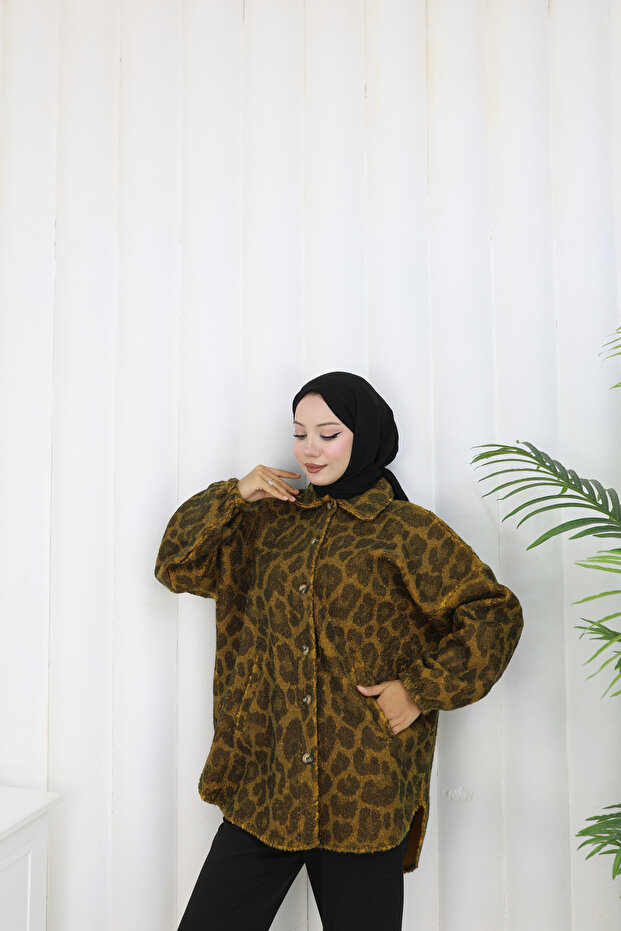 سترة من قماش بوكليه بنقشة الفهد - 6