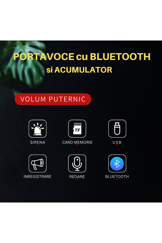 Powerful and Portable Loudspeaker Megaphone with Microphone, Recording, Battery and Bluetooth, Siren - 5