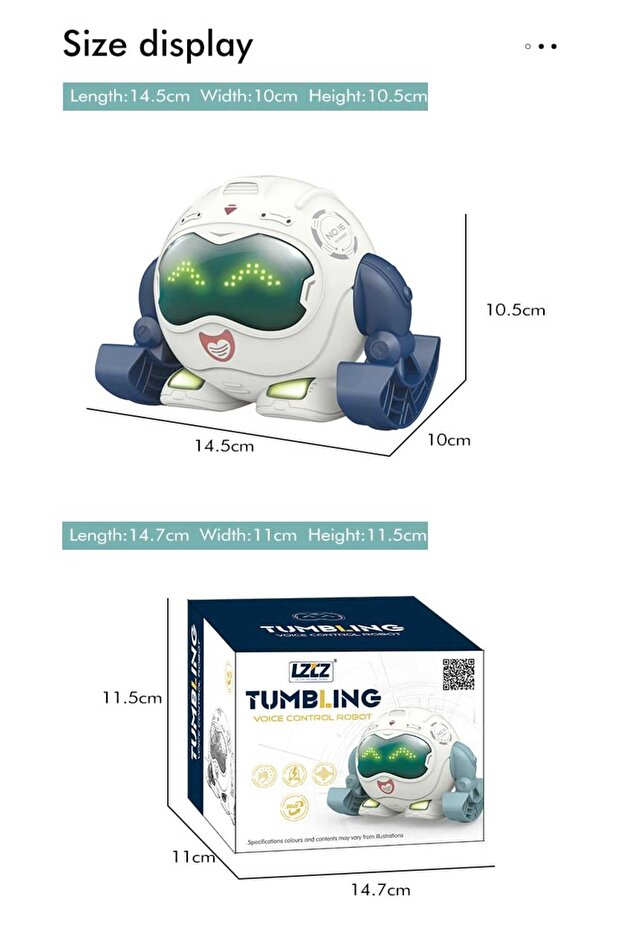 Ses Kontrollü Robot | 360° Hareketli LED Işıklı Akıllı Oyuncak Robot - 7